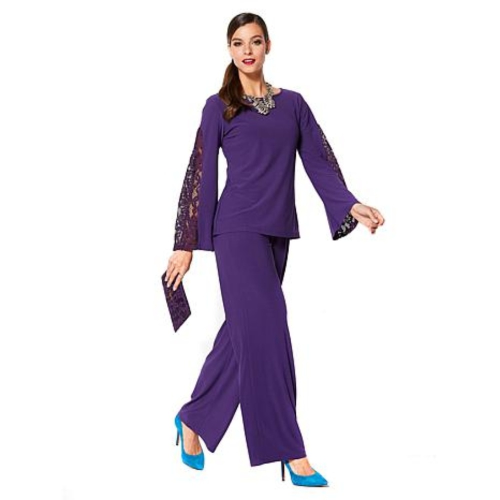 Iman 3 Piece Purple Polyester Pant outfit 2X, NWT